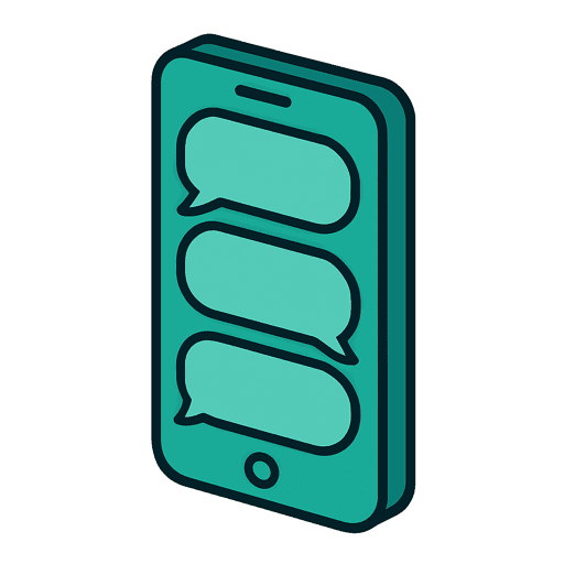 やりとりを表す2つの吹き出しとスマートフォンの図